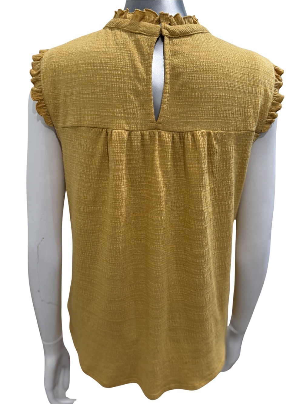 Cable & Gauge Mustard Crochet Mock Neck Boho Top Large - Picture 4 of 6